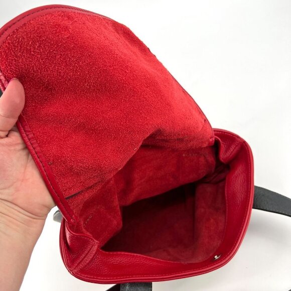 Village Tannery Lipstick Red Leather Double‎ Handle Shoulder Bag with Belt - Picture 6 of 9